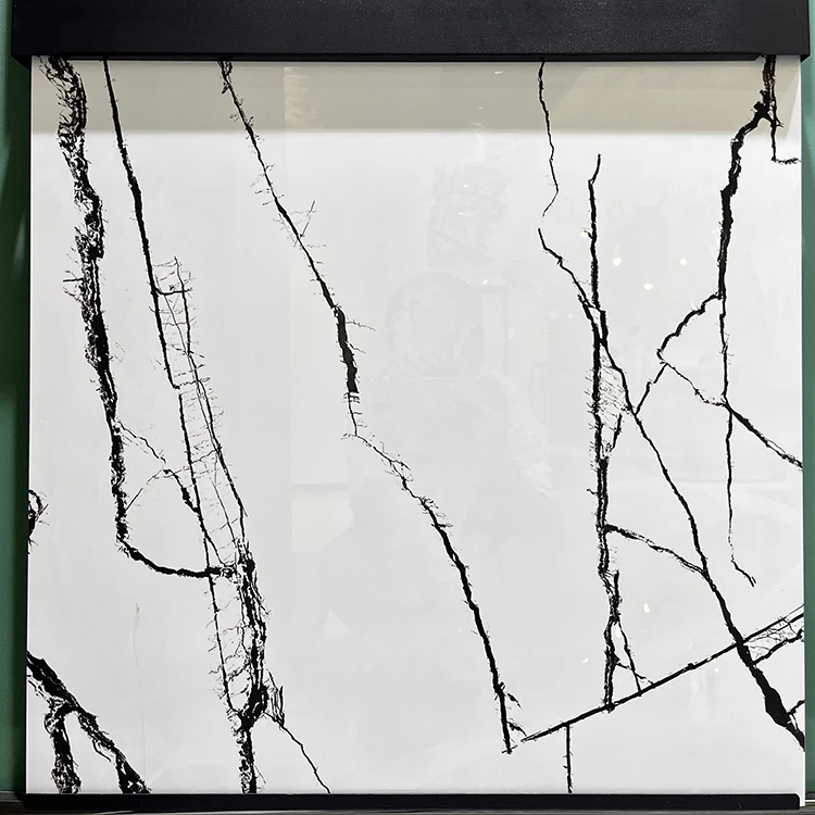 Factory Price High Quality  600x600 Gloss  White Black  Marble Glazed Flooring Wall Tiles Full Polished Floor Porcelain Tile