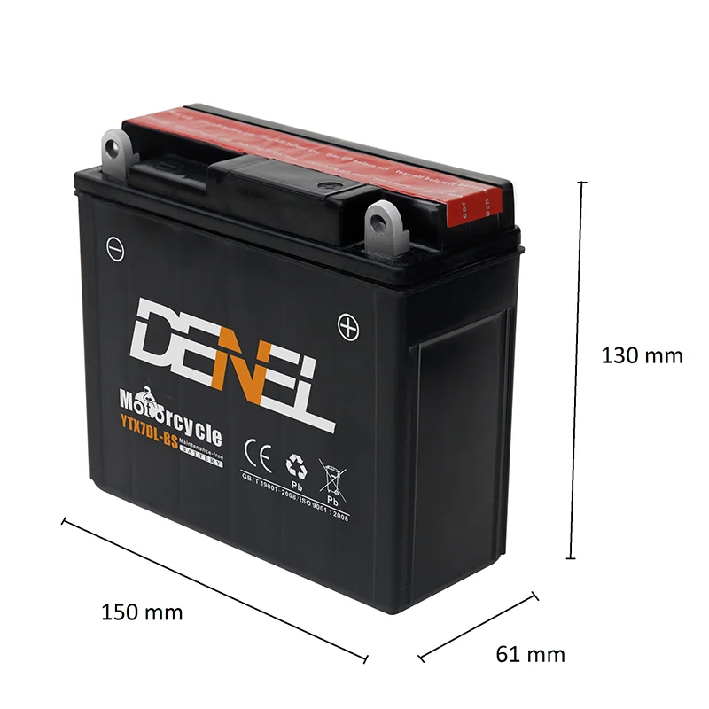 DENEL быстрого запуска ОПП De Moto 12V6AH YTX7DL-BS батарея для мотоцикла