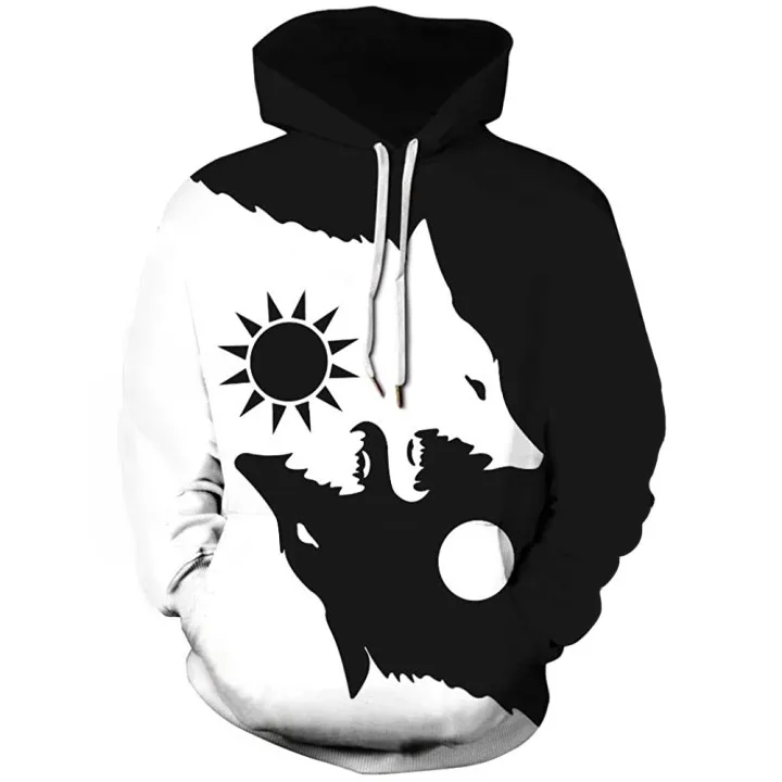 Cailian Прямая поставка на заказ с принтом головы волка унисекс 3D новинка мужские толстовки