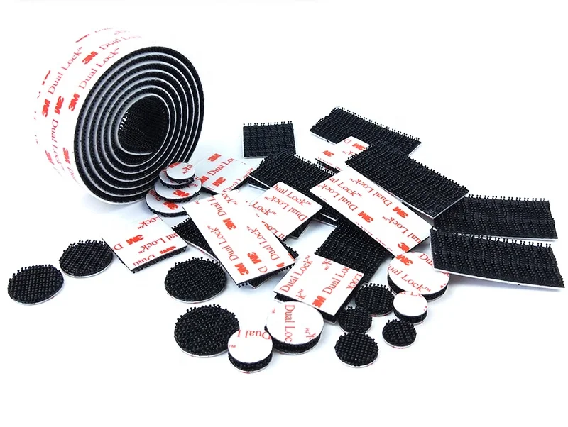 mushroom shaped stems black fastener dual lock 3m sj3550, backed with white acrylic adhesive