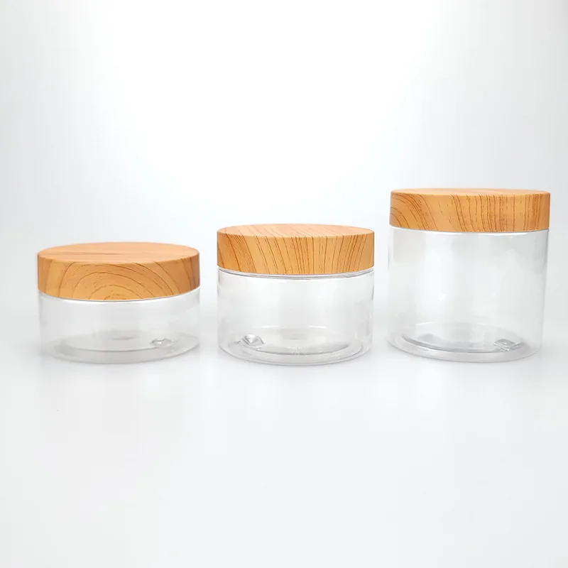 250ml  white plastic jar  with bamboo lid  8 oz Empty Body Scrub Container Body Butter Jar with bamboo lid