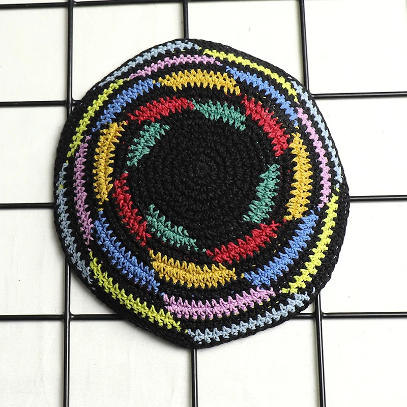 custom logo kippah leather knit jewish hat kippa