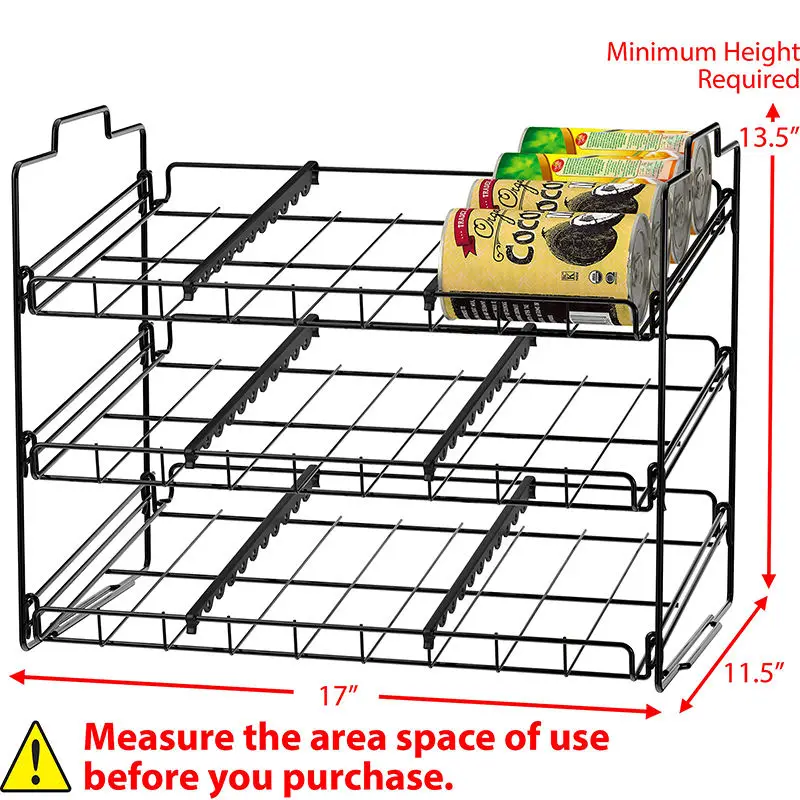 wholesales cheap 3 layer can food storage rack wrought iron rack stackable snack storage organizer rack