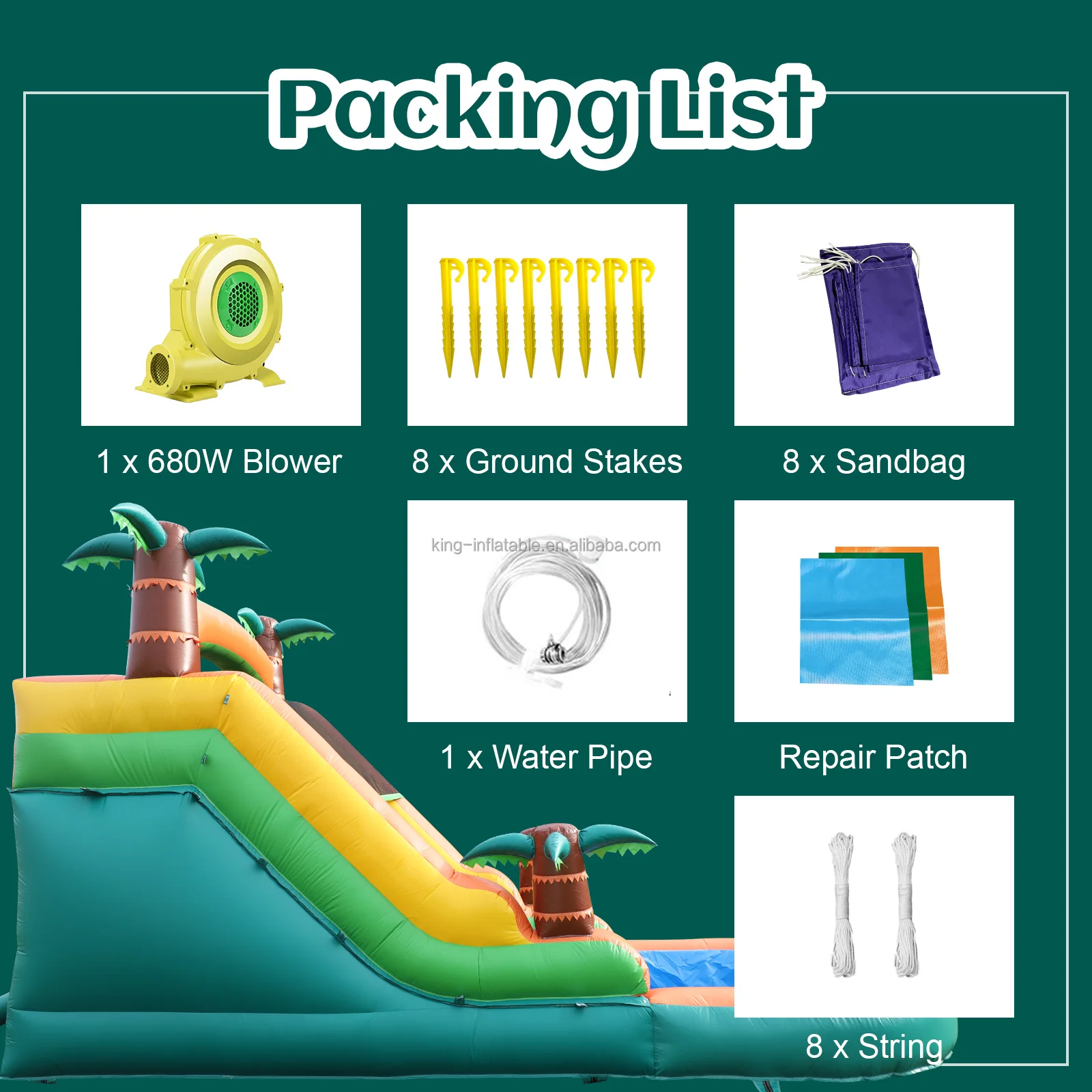Commercial Outdoor Kids Adults Party Jumping Bouncy Castle Waterslide Inflatable Tropical Water Slide