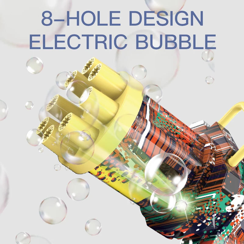 8-Hole Huge Automatic Bubble Gatling Gun Toys Summer Outdoor Electric Soap Blower Machine For KidsBub
