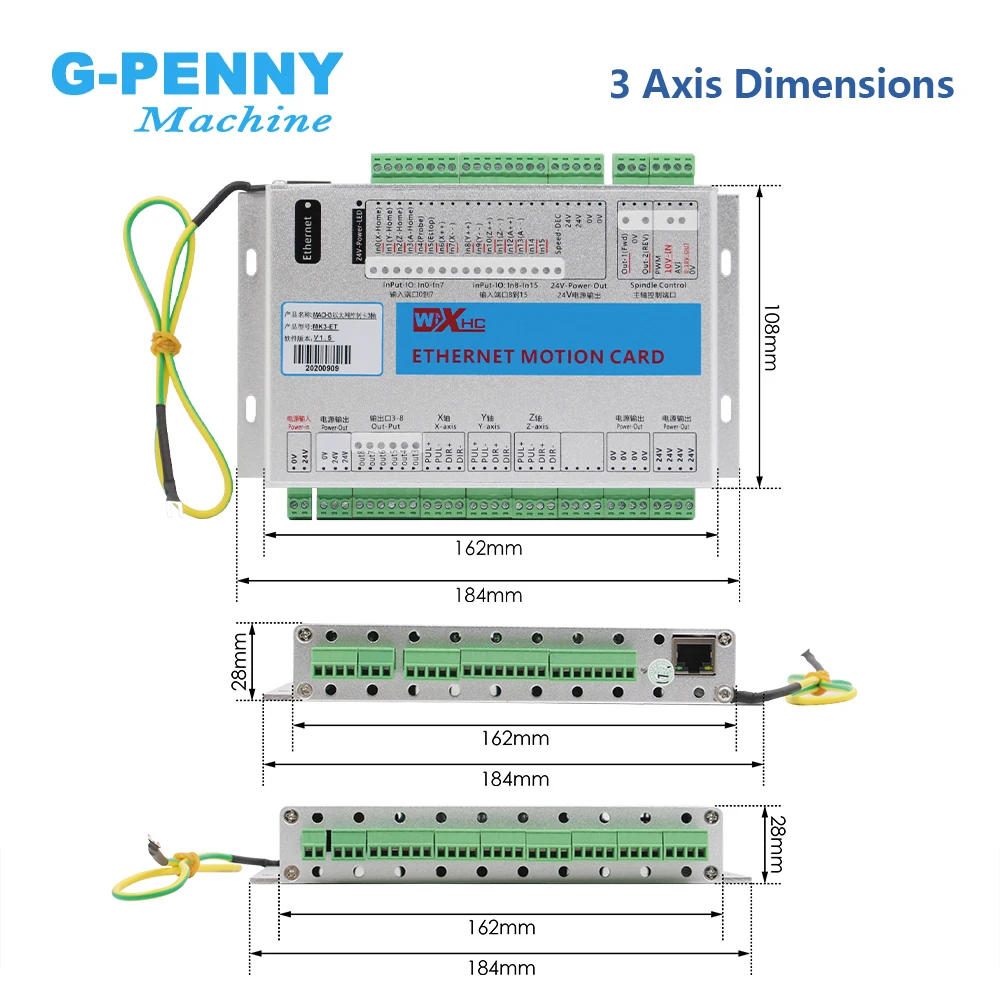 XHC Ethernet 2000KHZ Frequency For stepper motor/servo 4 axis machine cnc motion Controller board