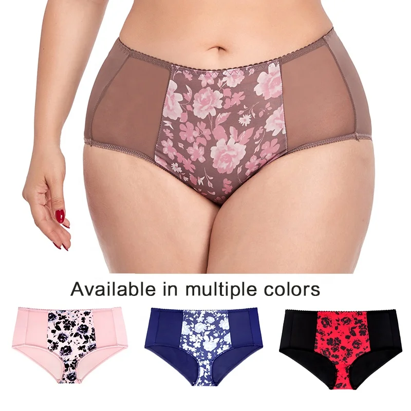 Upgraded Women Hipsters Sheer Scallop Contrast Lace Embroidered Breathable Print Period Panties Plus Size Briefs Panty for Women
