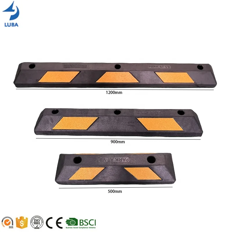 1200/900/500mm Long China Manufacturer Rubber Heavy Duty Truck Parking Curb Wheel Stopper