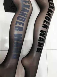 Custom designer logo fashionable luxury brand gg letter stocking alphabet offset print girl lady women tube tights pantyhose