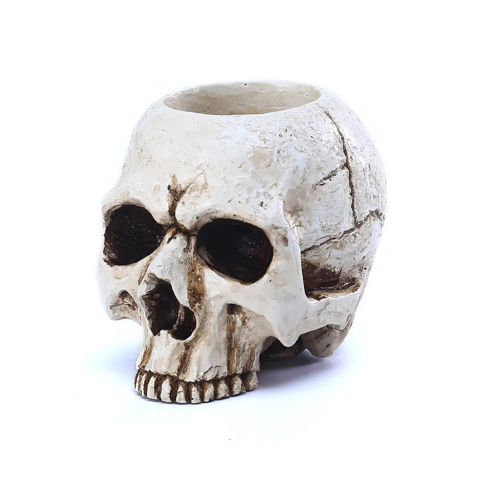 High Quality Environmentally Friendly Resin Skeleton Candle Holder Container For Halloween