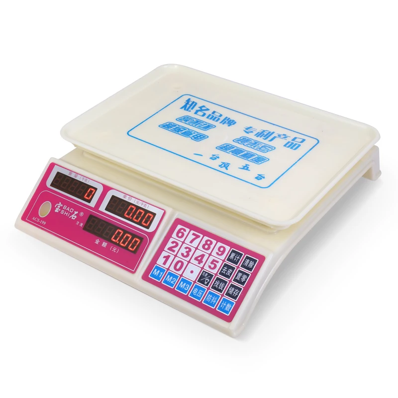 ABS Materials Digital Weighing Scale Tray Plate 420g Heavier Battery High Precision Load Cell CE Certificate Max 40kg Capacity