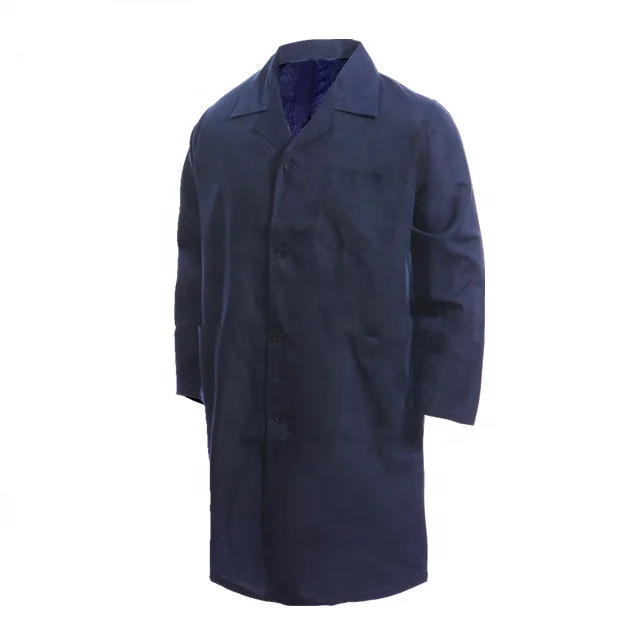 Simple style high quality cotton navy blue lab coat