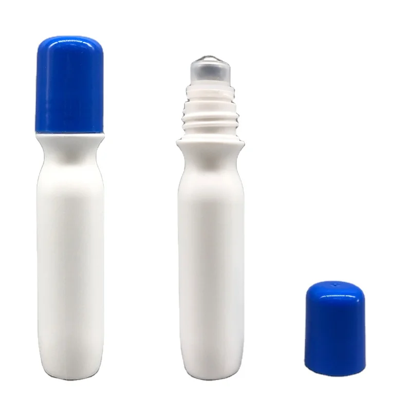 Empty 15ml white slim PE Plastic Mosquito Repellent liquid metal roll on bottle with lids