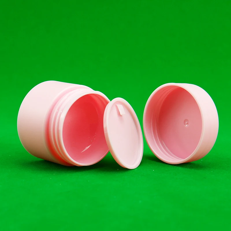 Clear PP Plastic Cosmetic Cream Jar Lip Scrub Pink Lids Acrylic Powder Jars Nail Dip Powder