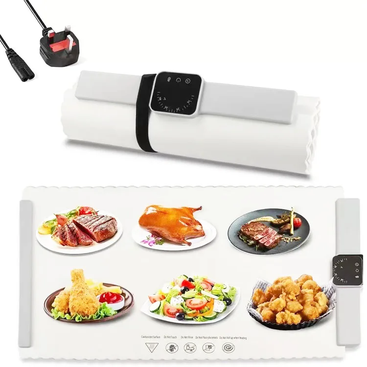 Portable Foldable Roll Up Heating Pad Electric Warming Tray for Food Warmer Silicone Heating Mat with 5 Temperature Settings