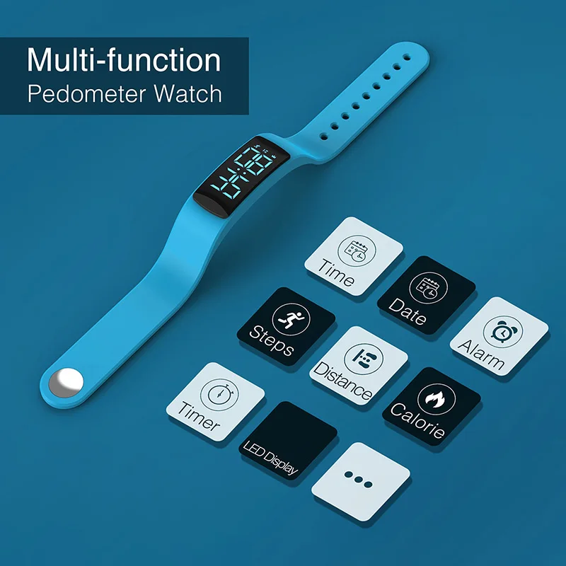 Waterproof Swimming Fitness Smart Bracelet Sports Distance Digital Pedometer Calorie Virtual Led clock Wrist