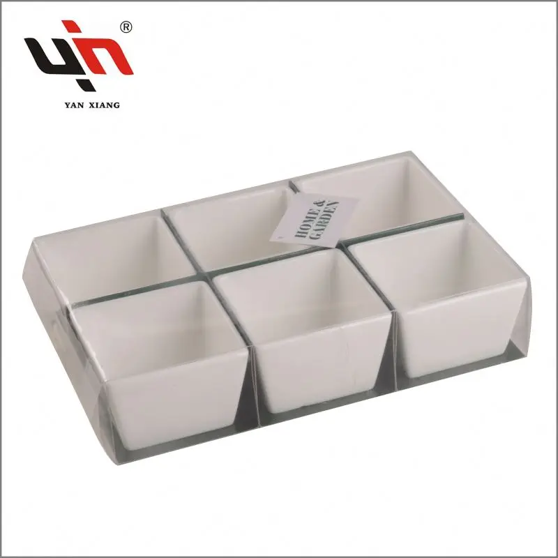 6 Pcs Snack Ceramic Chip And Dip Bowl On Tray Porcelain White Dessert Bowls Porcelain Serving Bowl Top Sale Yanxiang Ceramic