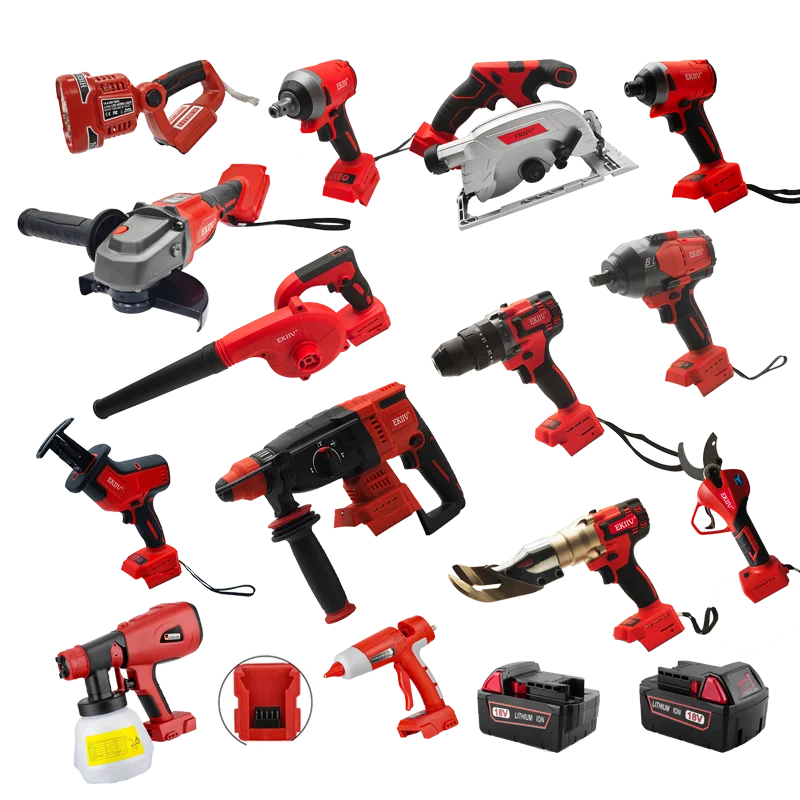 Ekiiv brushless drill wrench angle grinder 18V tools cordless wireless battery power tools set combo kit professional box