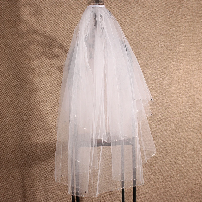 Simple Elegent Bright Wedding Veils Accessories White Bridal Tulle Four-Layers Bridal Veils with Comb