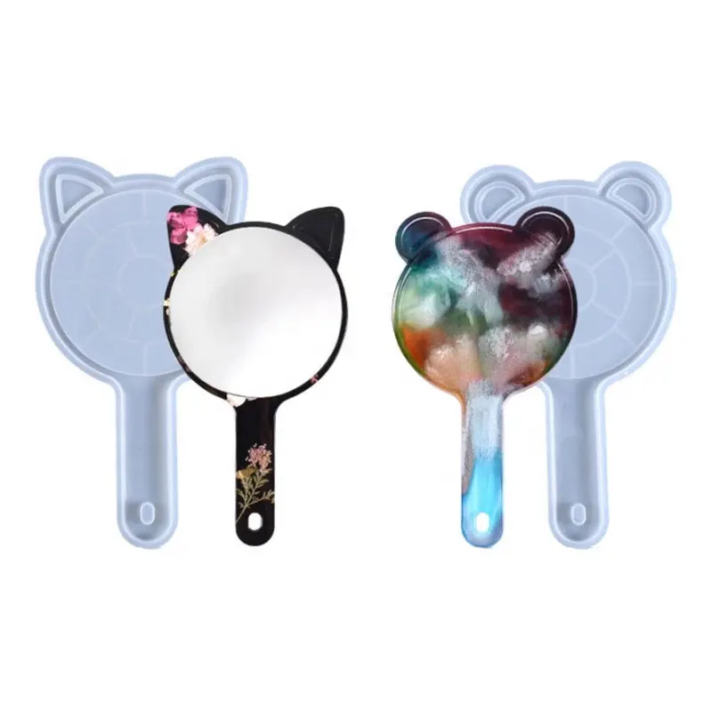 Crystal Epoxy Resin Mold Panda Ear Cat Ear Cute Creative Practical Mirror Lens Silicone Mold For Resin moldes de silicona