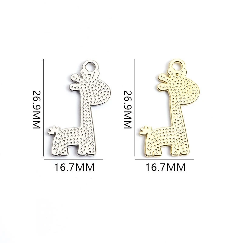 Enamel African Safari Cartoon Animal Charm Giraffe Charms for Jewelry Making Bracelet DIY Craft