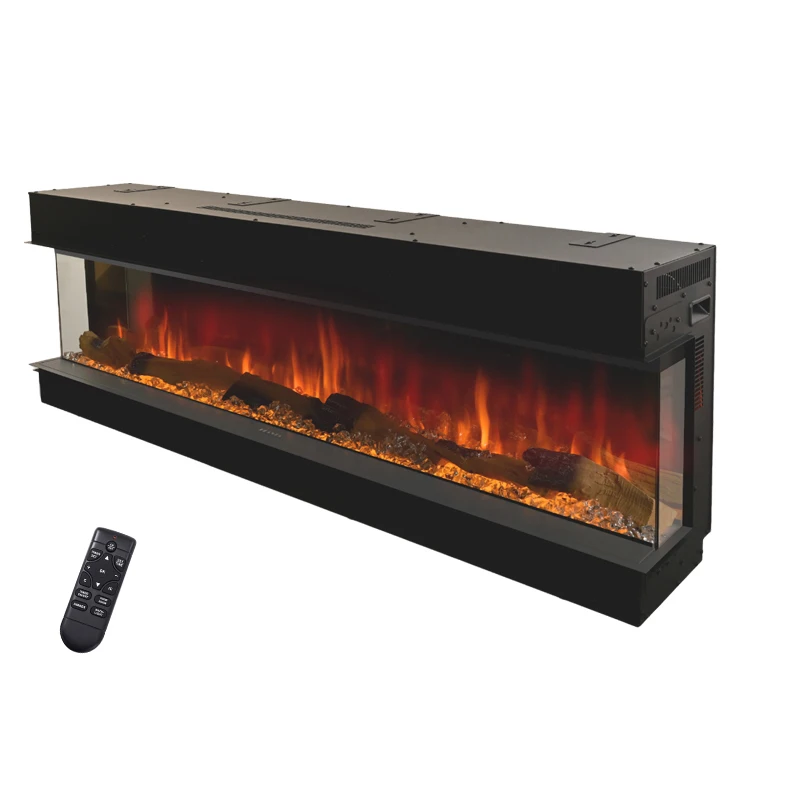Best selling 33 inch 40 inch 50 inch 60 inch 3 sided modern crystal and log flame built-in electric fireplace