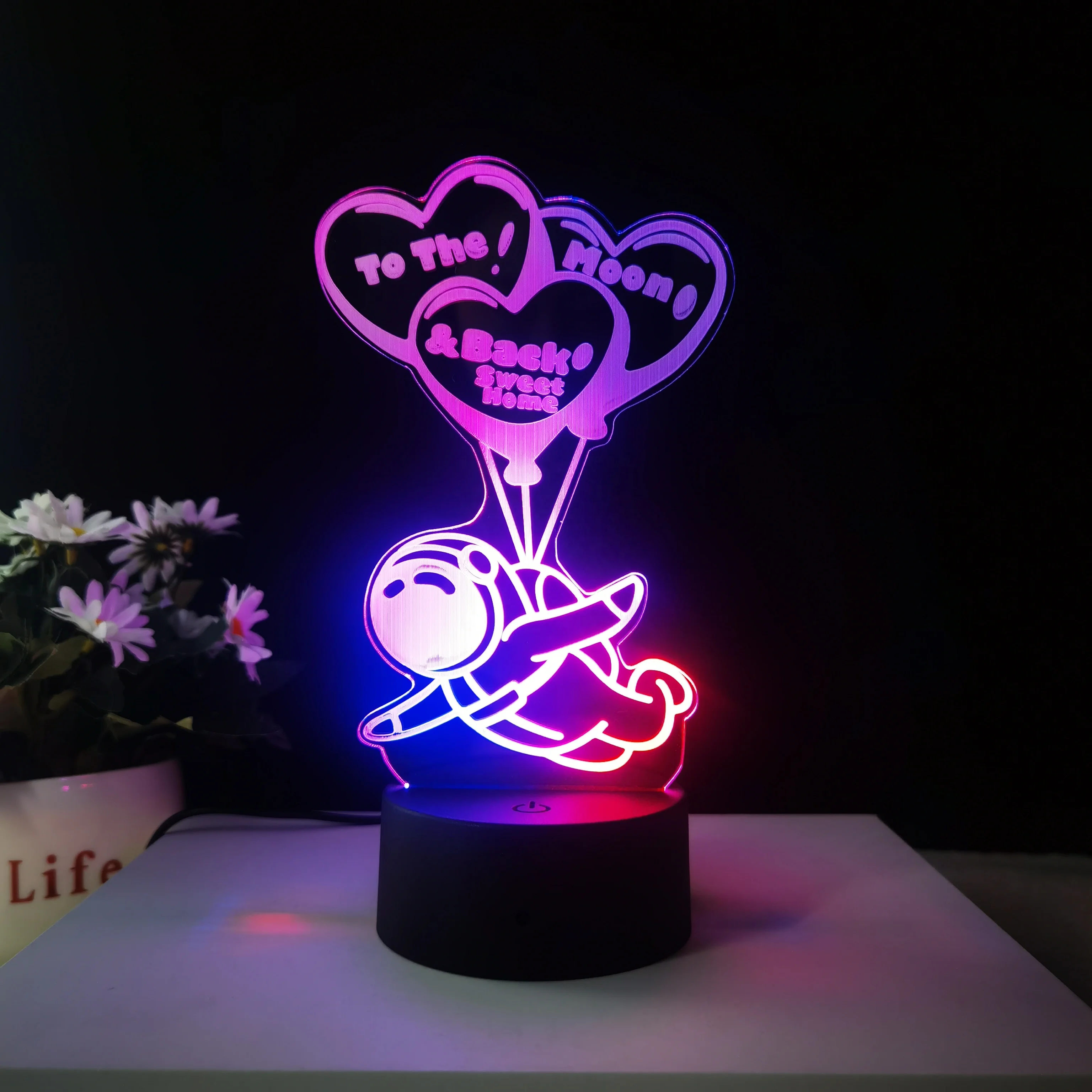 3D Art Night Lamp Luminous Colorful Led Night Lights Desktop Home Decor Remote Control Astronaut Tables Acrylic Lamp Bedroom