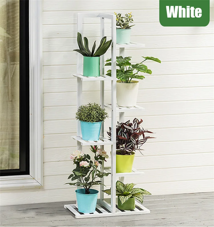 multi-level indoor balcony green porridge solid wood living room floor-standing  Flower shelf storage