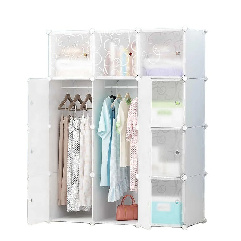 12 cube simple style foldable plastic portable clothes wardrobe cabinet