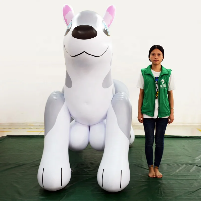 Light Grey Husky Inflatable Advertising Cartoon Dog Toy PVC Hongyi Customized For Sale