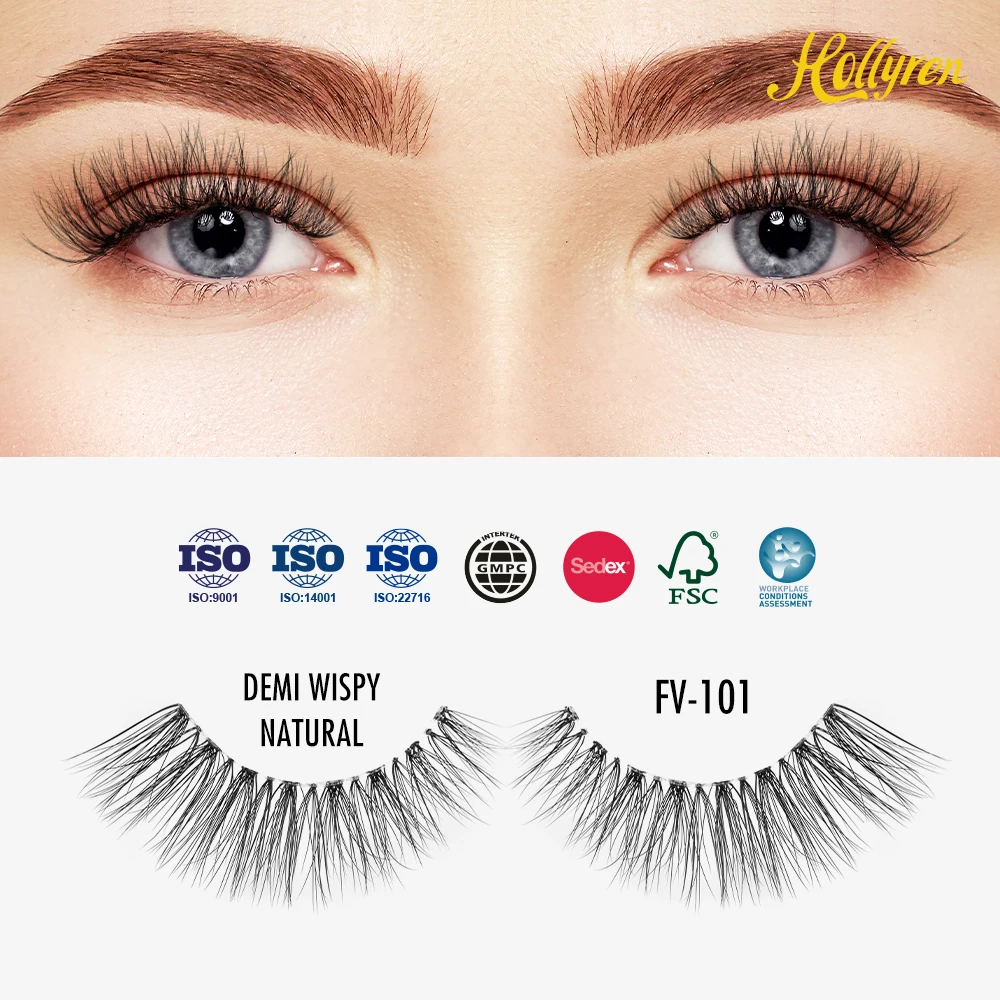 Wholesale Natural Demi Wispy Strip Lashes Free Sample Cat Eye Lashes Mini Suitcase Packaging Box Cilios Pestanas Naturales