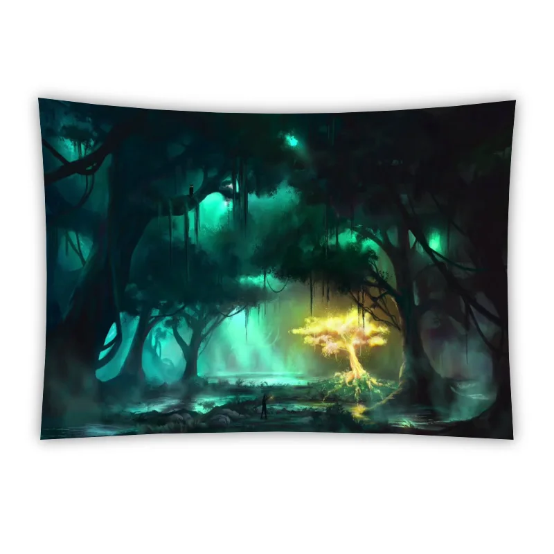 Настенный гобелен с цветными деревьями, гобелен с мандалой, психоделическим рисунком, европейский и американский Декор для дома, подвесная ткань