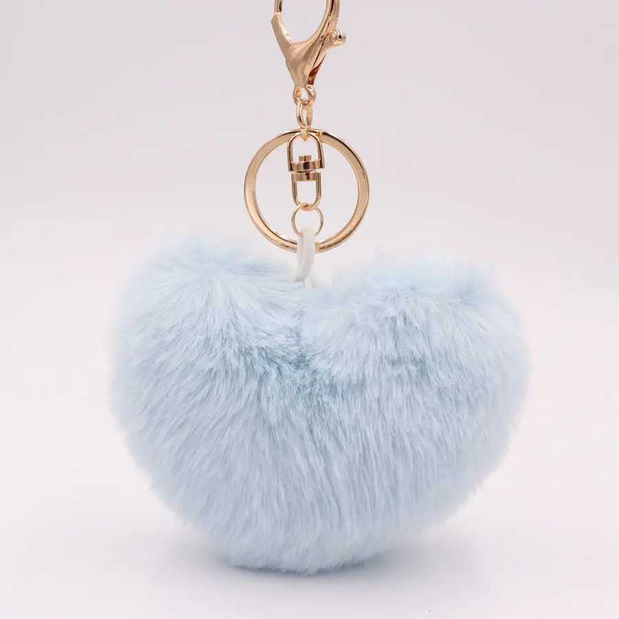 Custom Metal Chain Fluffy Furry Artificial Ball Hair Keychain Pompoms For Car Keychains/Mobile Phones/ Handbags/Charms