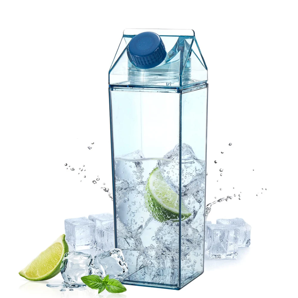 Clear Plastic Milk Bottles Custom Printed Fun Milk Box Leak proof Square Juice Bottle Eco-friendly Milk Carton Water Bottle