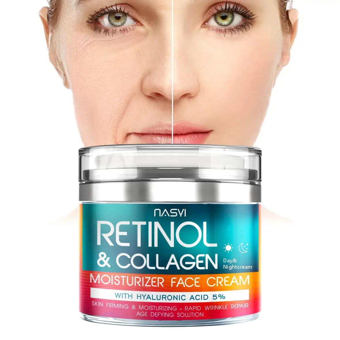 Private Label OEM Organic Face Cream Lotion Moisturizer Collagen Face Lift Cream Hyaluronic Acid Anti Aging Retinol Face Cream