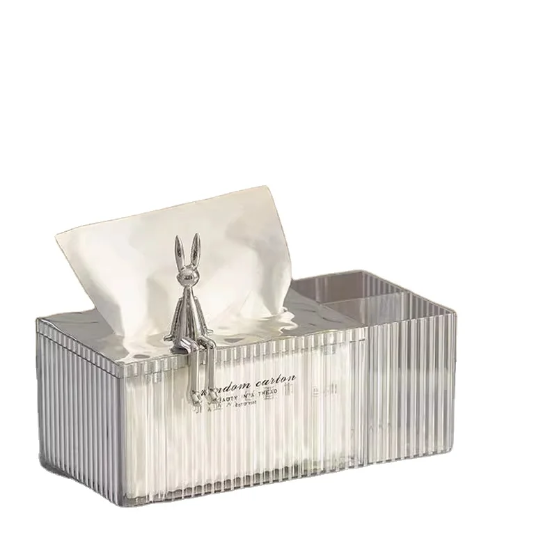 Rabbit Transparent Silver Peninsula Liangpin Light Luxury Style Tissue Box Living Room Home Desktop Coffee Table Remote Control