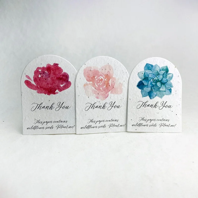 custom Personalization ECO friendly printing logo flower vegetables Handmade paper thank you card for small business