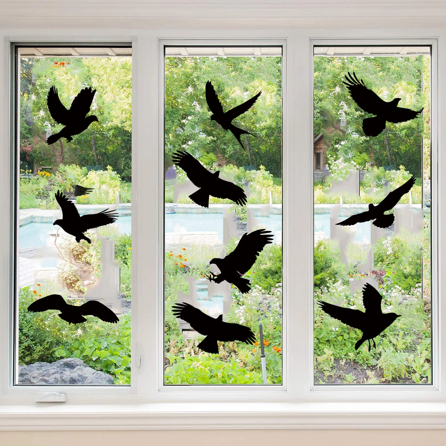 Anti- Collision Window Bird Stickers Decals Glass Door Protect and Save Black Bird Sticker