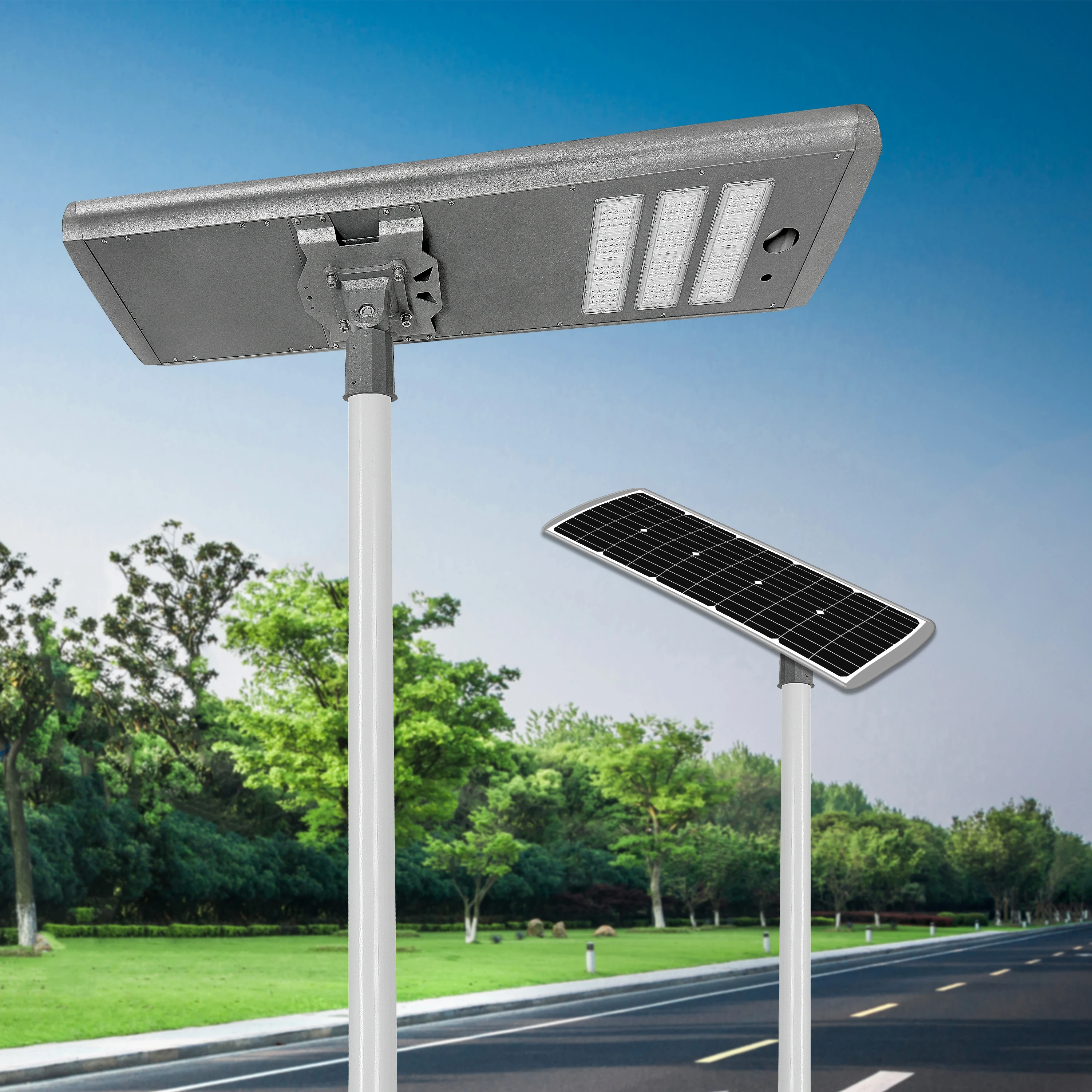 85W Curved solar panel energy saving street light outdoor solar light housing