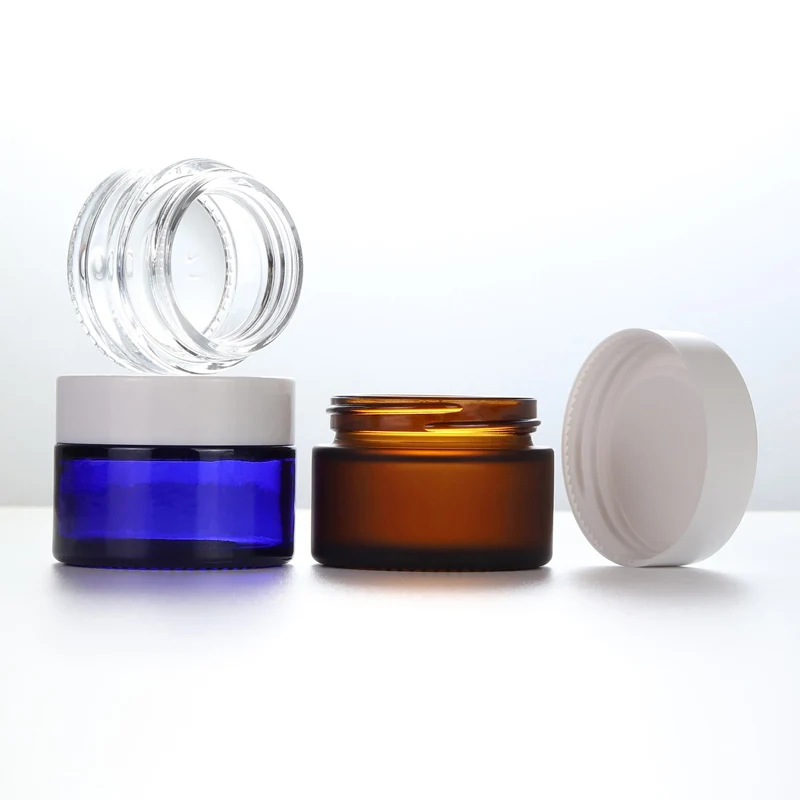 Customized 5ml 10ml 15ml 20ml 30ml 50ml 60ml 100ml Frosted Glass Cream Jar Cosmetic Cream Jar Glass Packaging