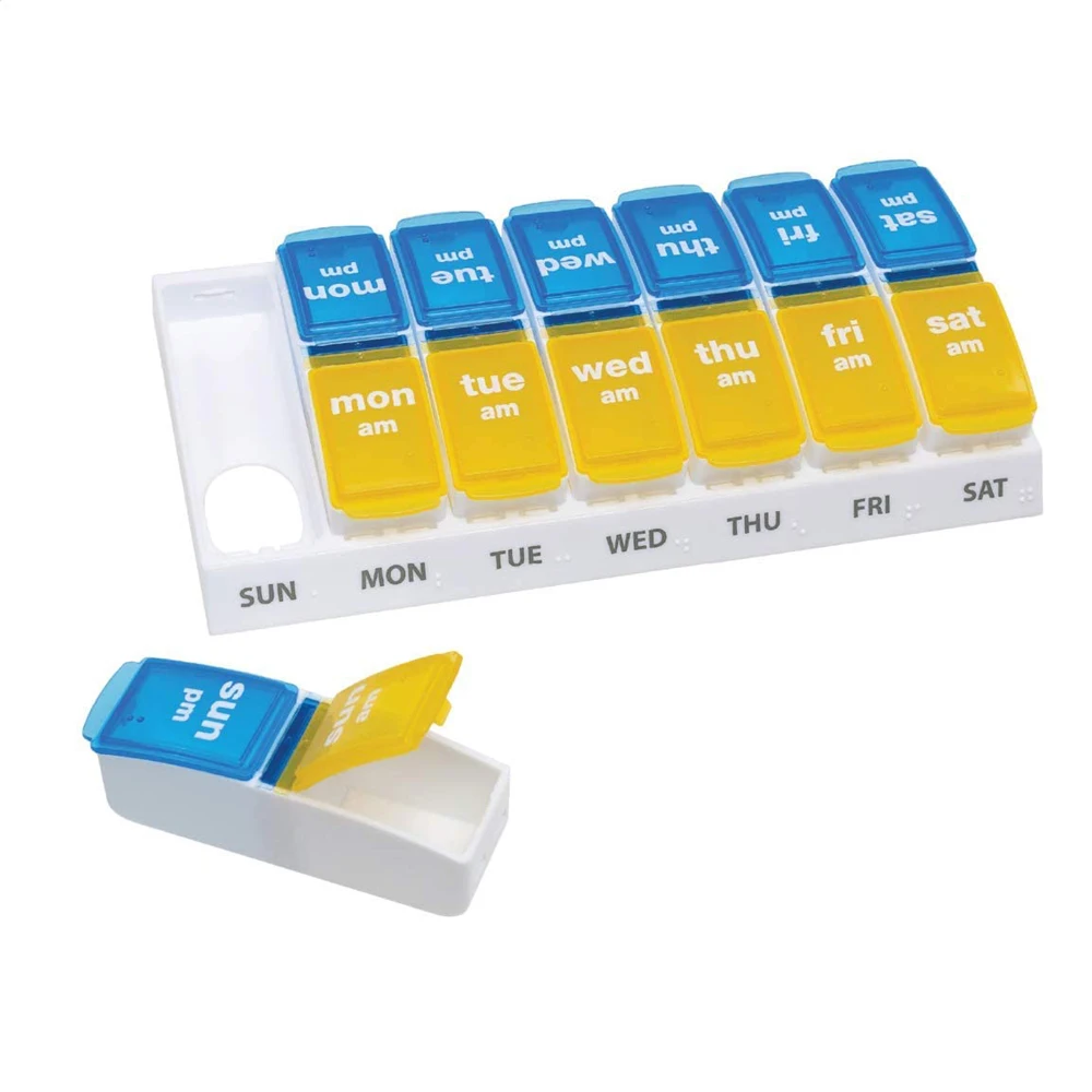 Weekly Removable Pill Box Case 7 Days 14 Compartments Plastic Pill Box