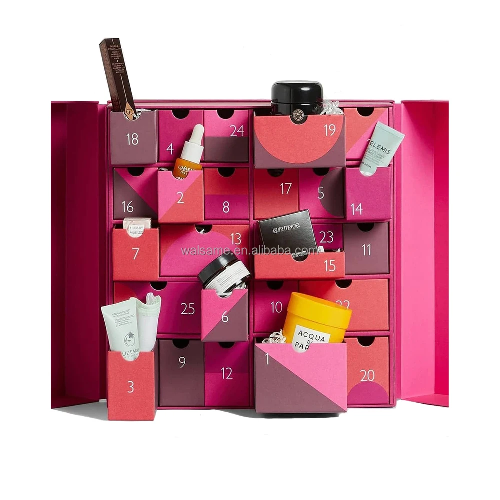 Customized  paper cardboard advent calendar gift packaging box  Advent Calendar Box With Trays