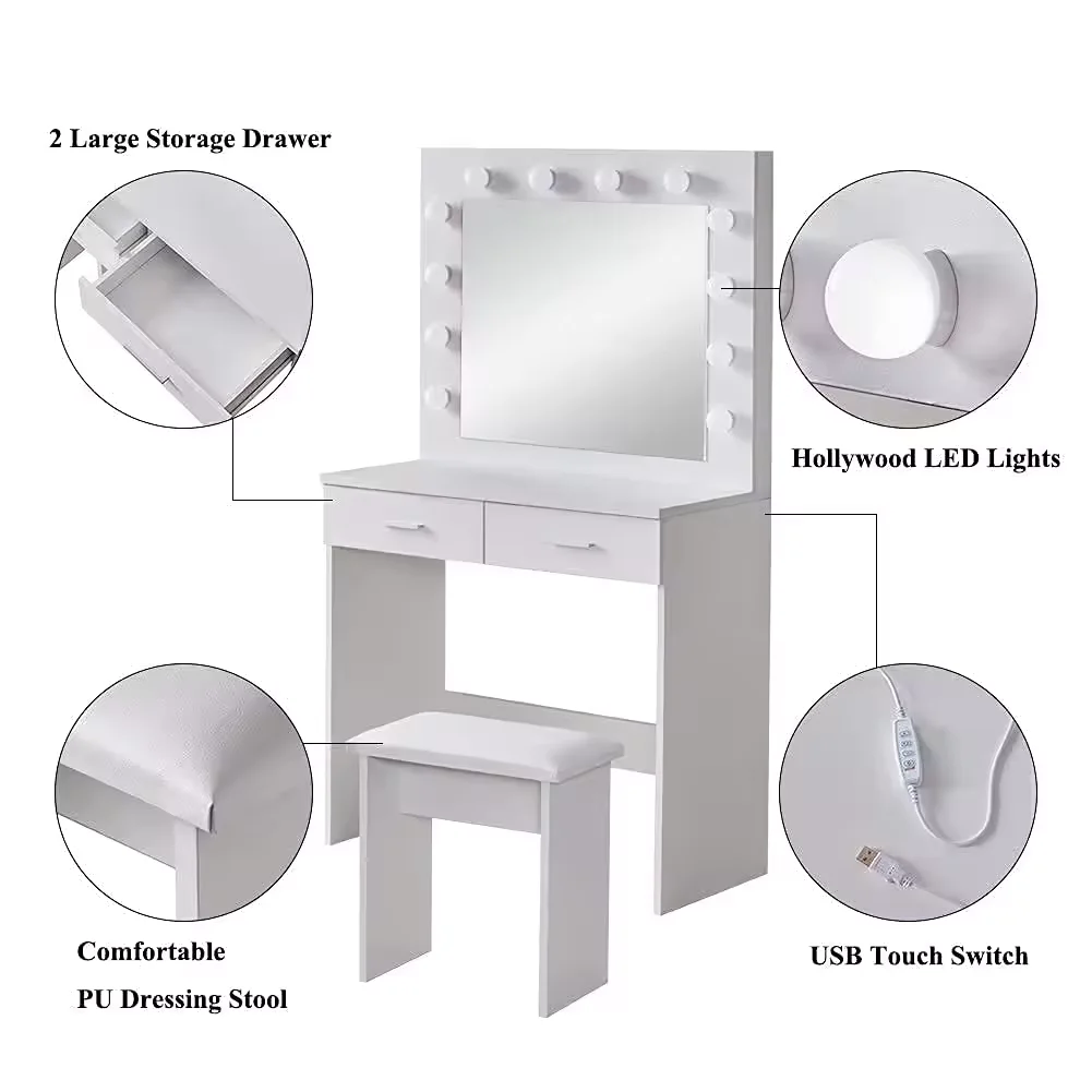 Hot Sale Multi-functiona Wood Makeup Vanity Table Set Nordic Dressing Table Bedroom Furniture Simple Bedside Dresser For Bedroom