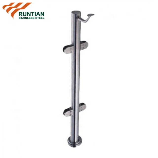Decorative Composite Square Glass Railing Stainless Steel Side Mounted Balustrade Posts