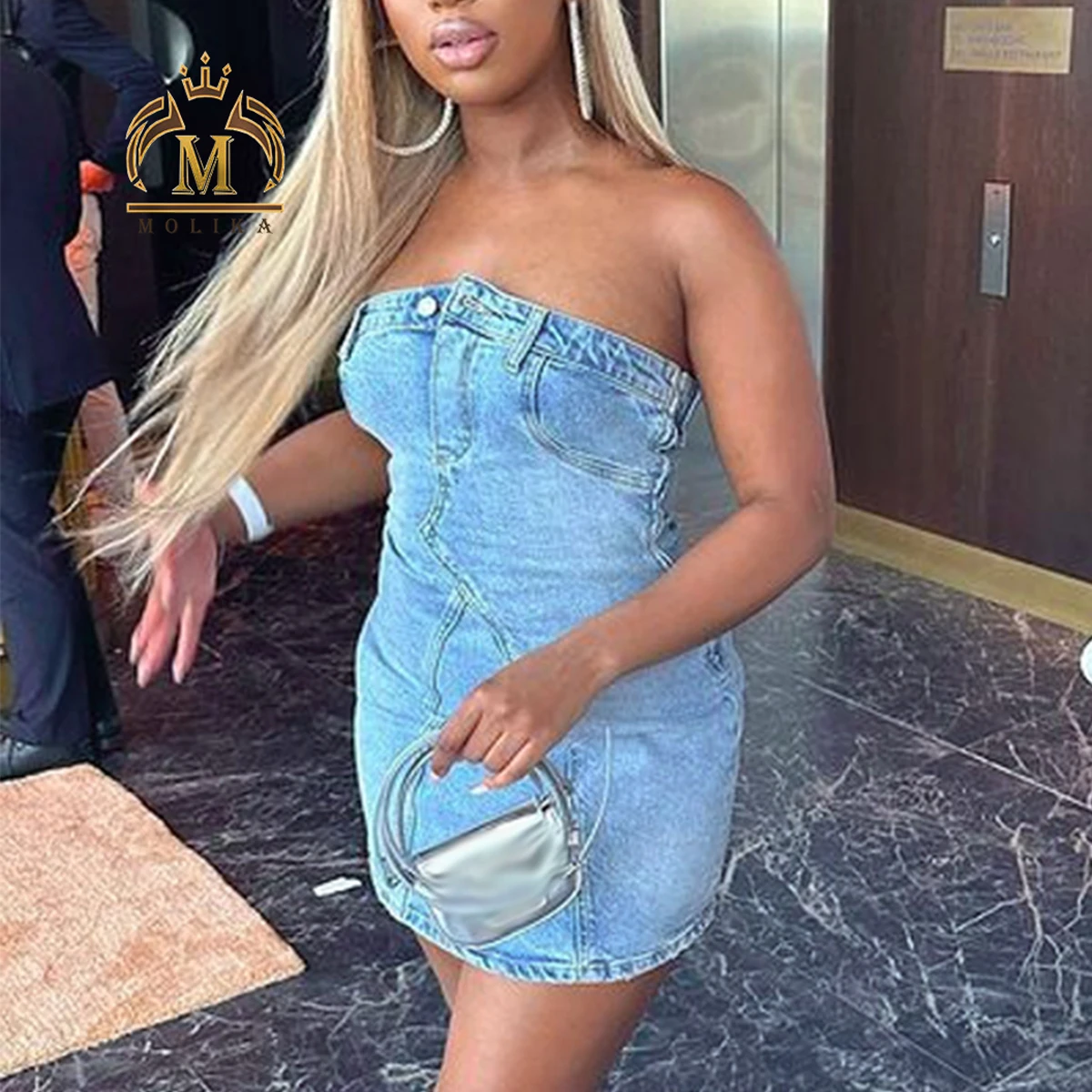 New Summer Women Denim Dresses Casual Zipper Patchwork Slim Fit Mini Dresses Summer Girls Denim Dresses Women Elegant