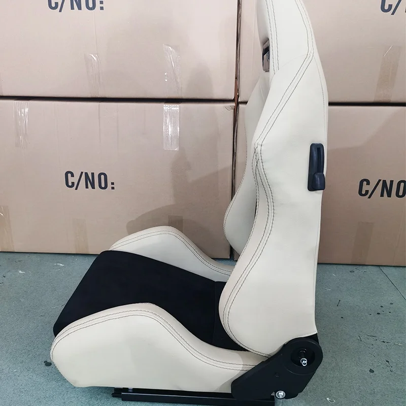 EDDYSTAR thickened wear-resistant and dirt-resistant white leather racing seat and black alcantara for all car