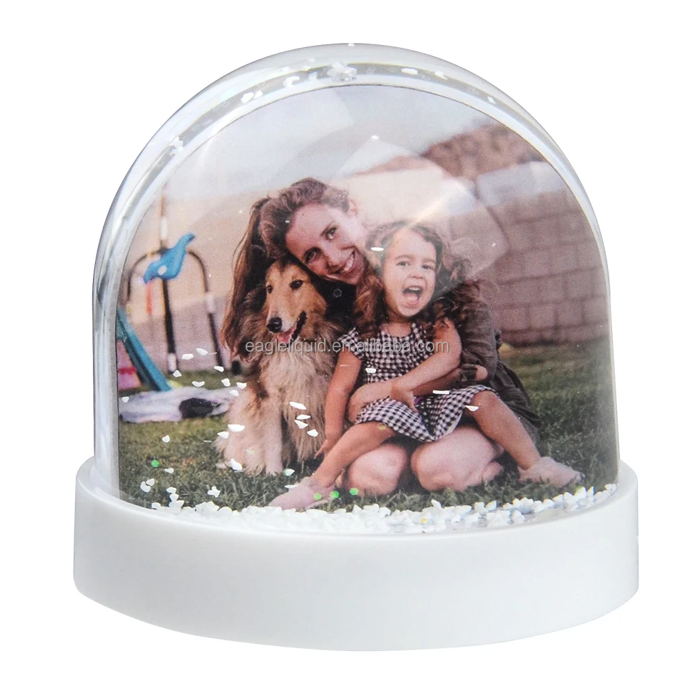 Home decor OEM photo frame snow globe DIY birthday gift personalized water globe plastic water globe for crafts