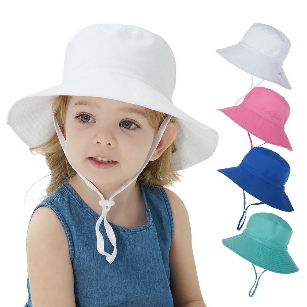 Summer Baby Sun Hat Breathable Mesh Boys Girls Bucket Hats Outdoor Solid Color Kids Panama Children Beach Fisherman Hat