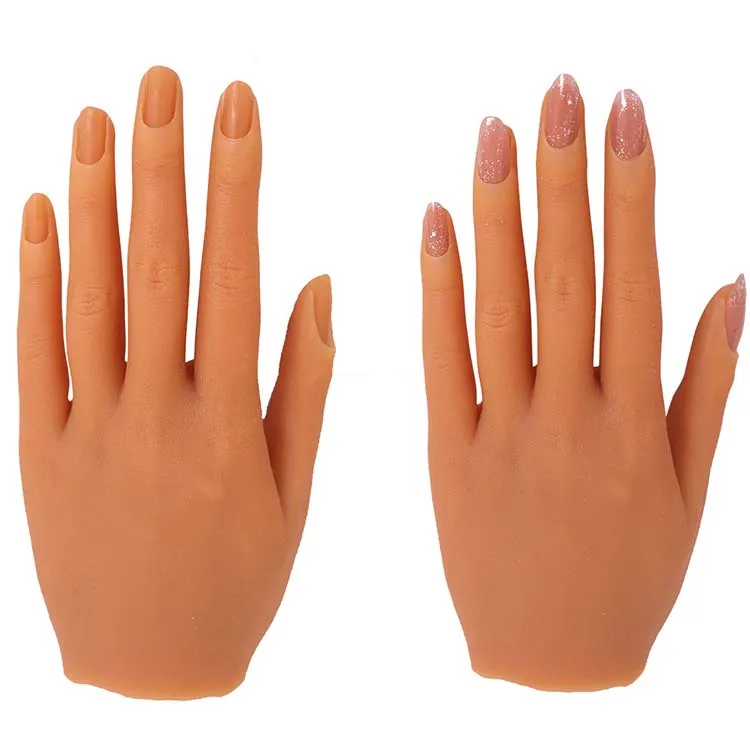 Top Quality Silicone Hand For Nails Manicure Training Finger Trainer Soft False Nail Practice Hand Model