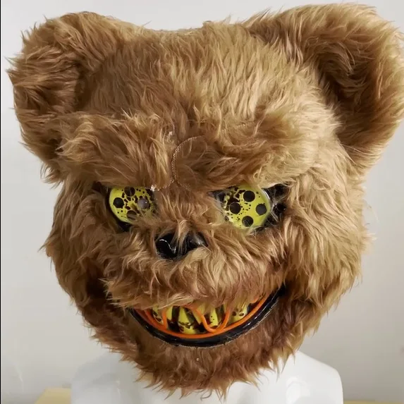 Halloween Party Bloody Head Cover Rabbit Bear Cosplay Glowing Mask Halloween Carnival Headgear Props Handmade Party Dance Horror